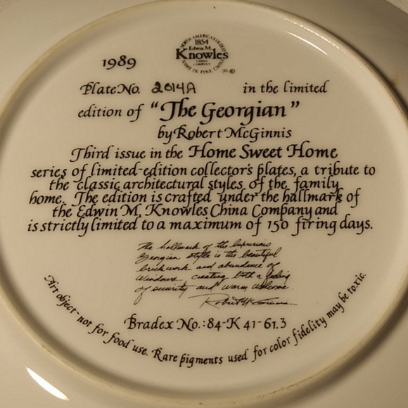 Knowles China Plate "The Georgian" Decorative Plate - Picture 8 of 9